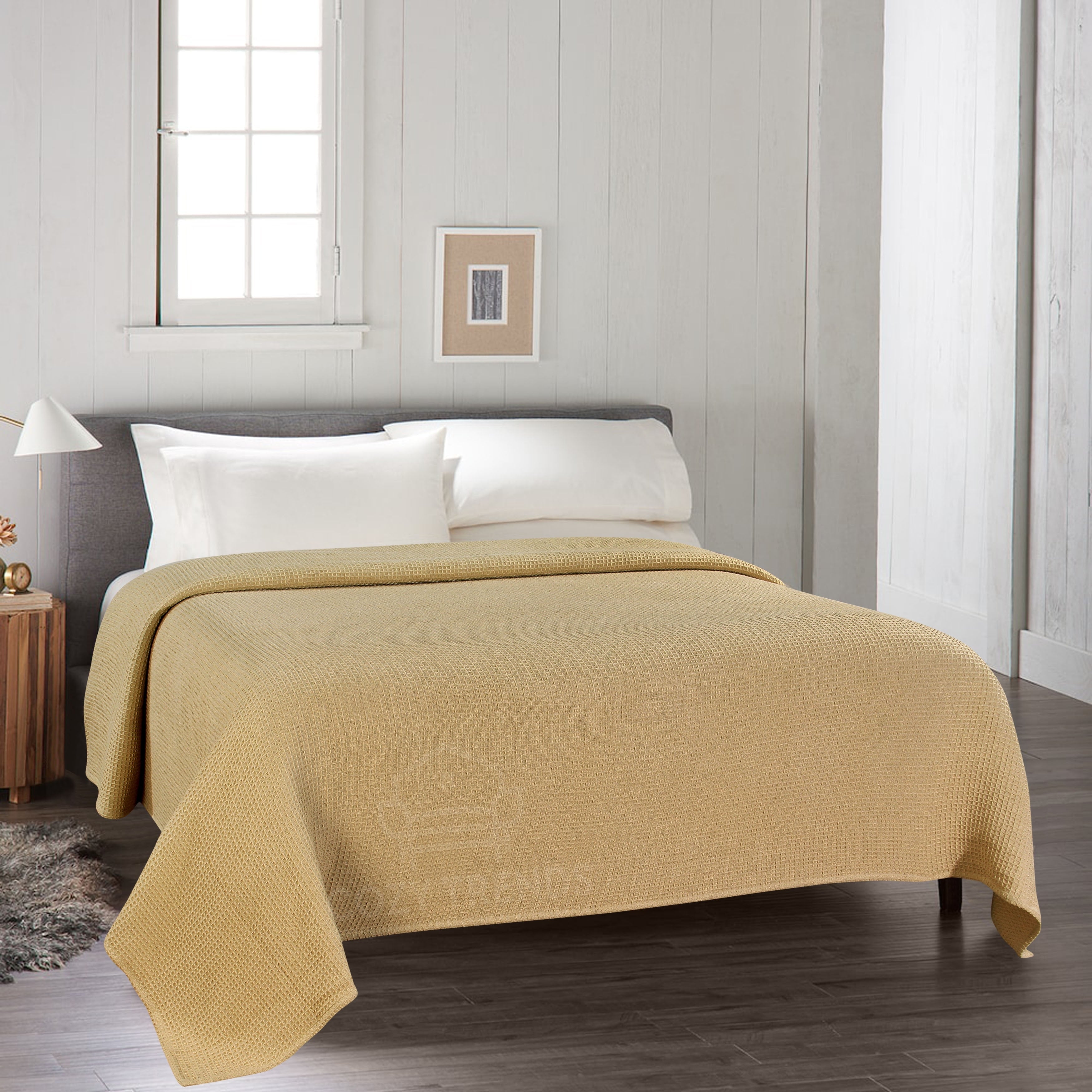 Couvertures thermiques toutes saisons 100 % coton gaufré de poids moyen