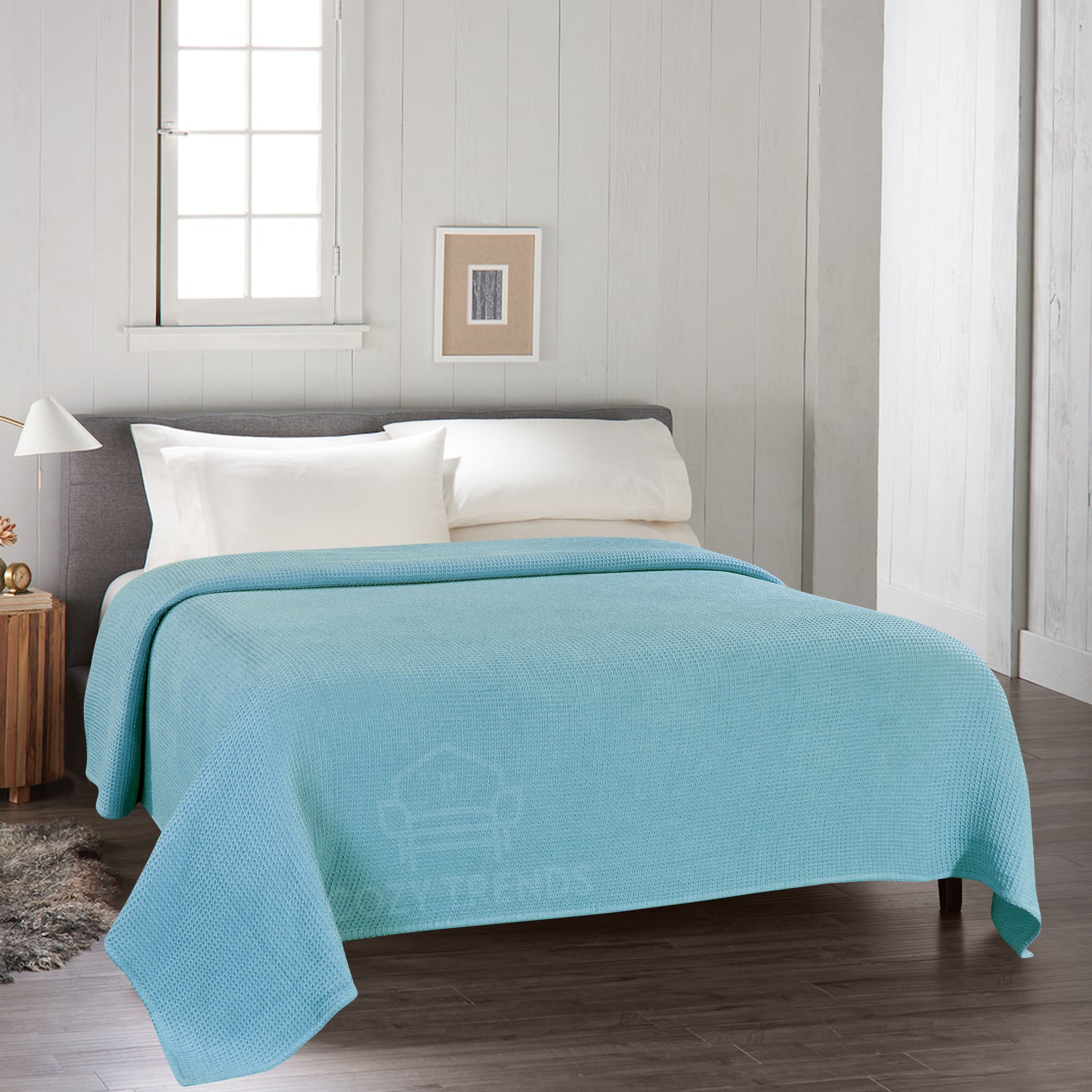 Couvertures thermiques toutes saisons 100 % coton gaufré de poids moyen