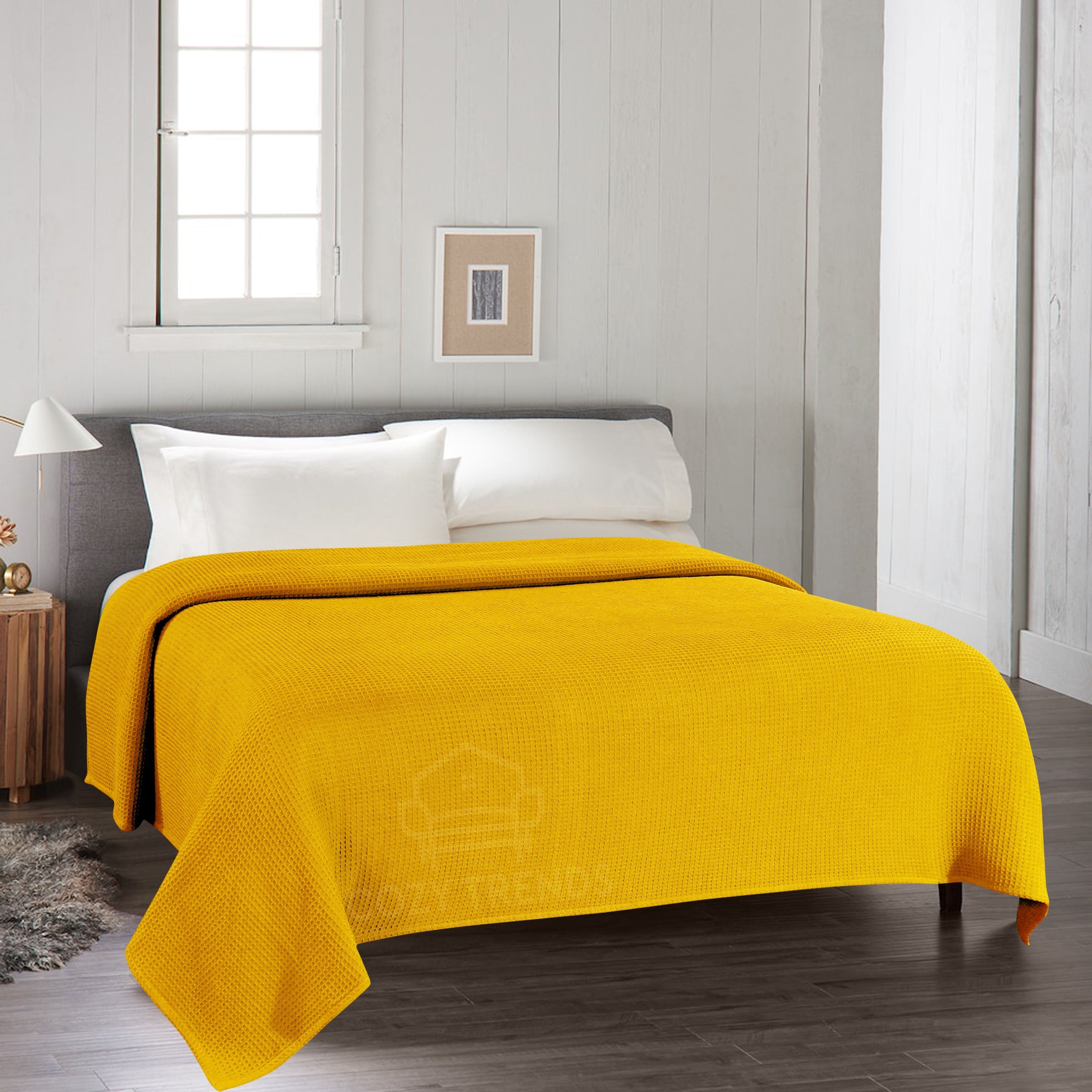 Couvertures thermiques toutes saisons 100 % coton gaufré de poids moyen