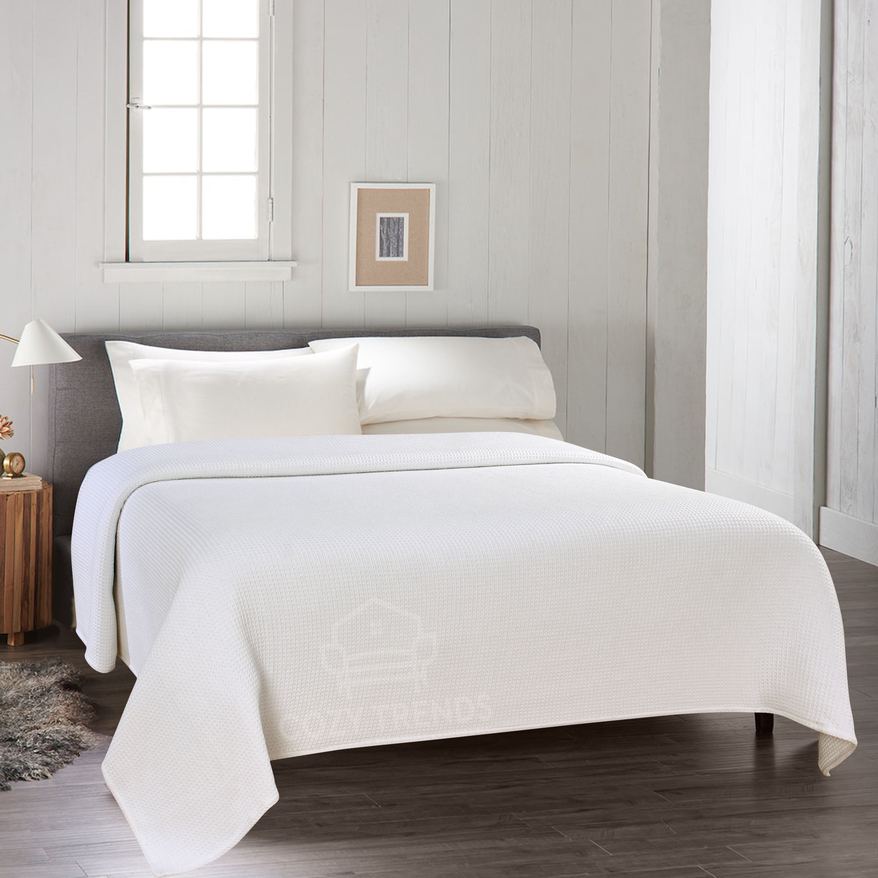 Couvertures thermiques toutes saisons 100 % coton gaufré de poids moyen