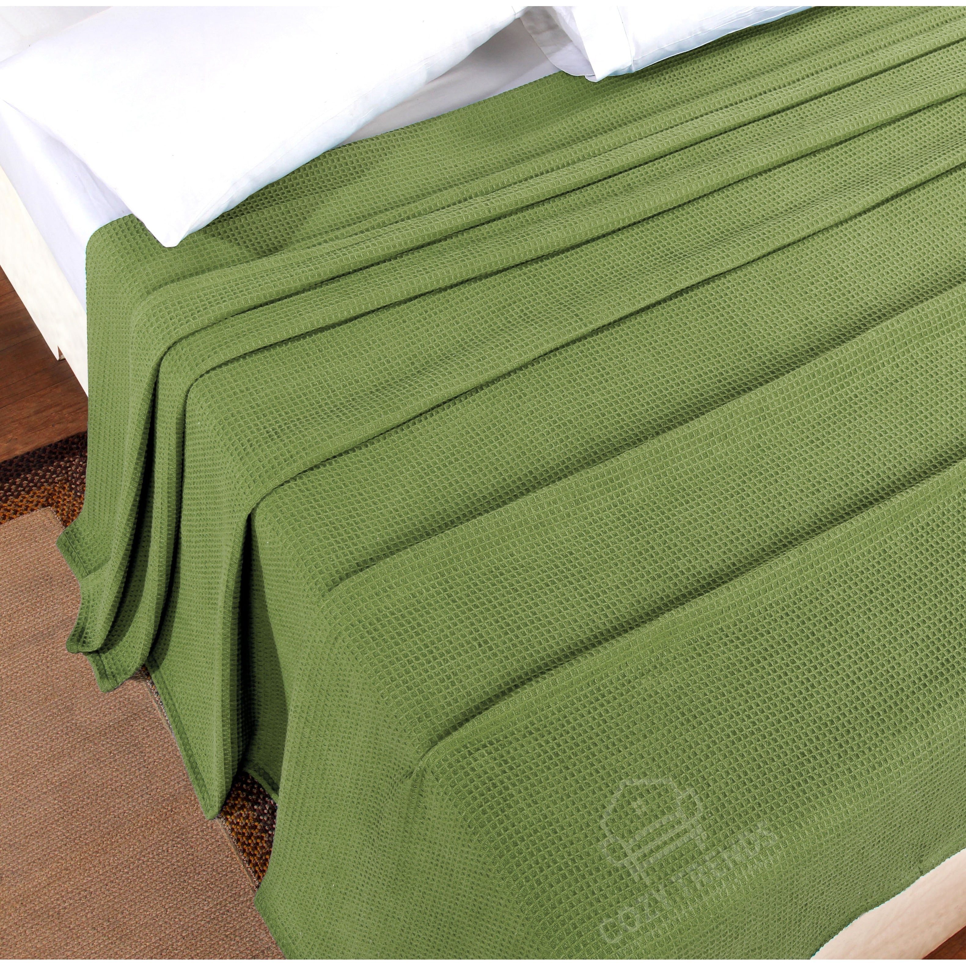 Couvertures thermiques toutes saisons 100 % coton gaufré de poids moyen
