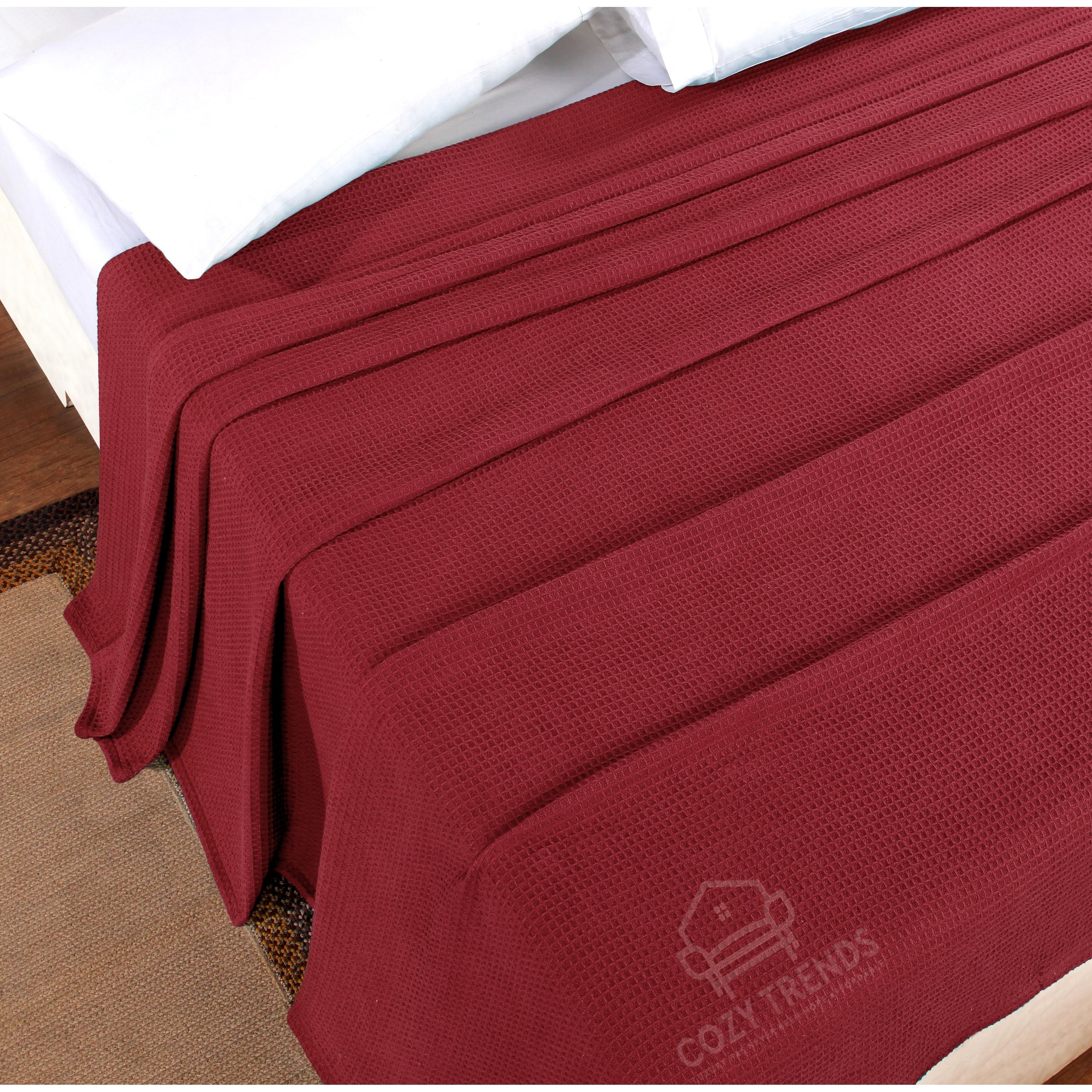 Couvertures thermiques toutes saisons 100 % coton gaufré de poids moyen