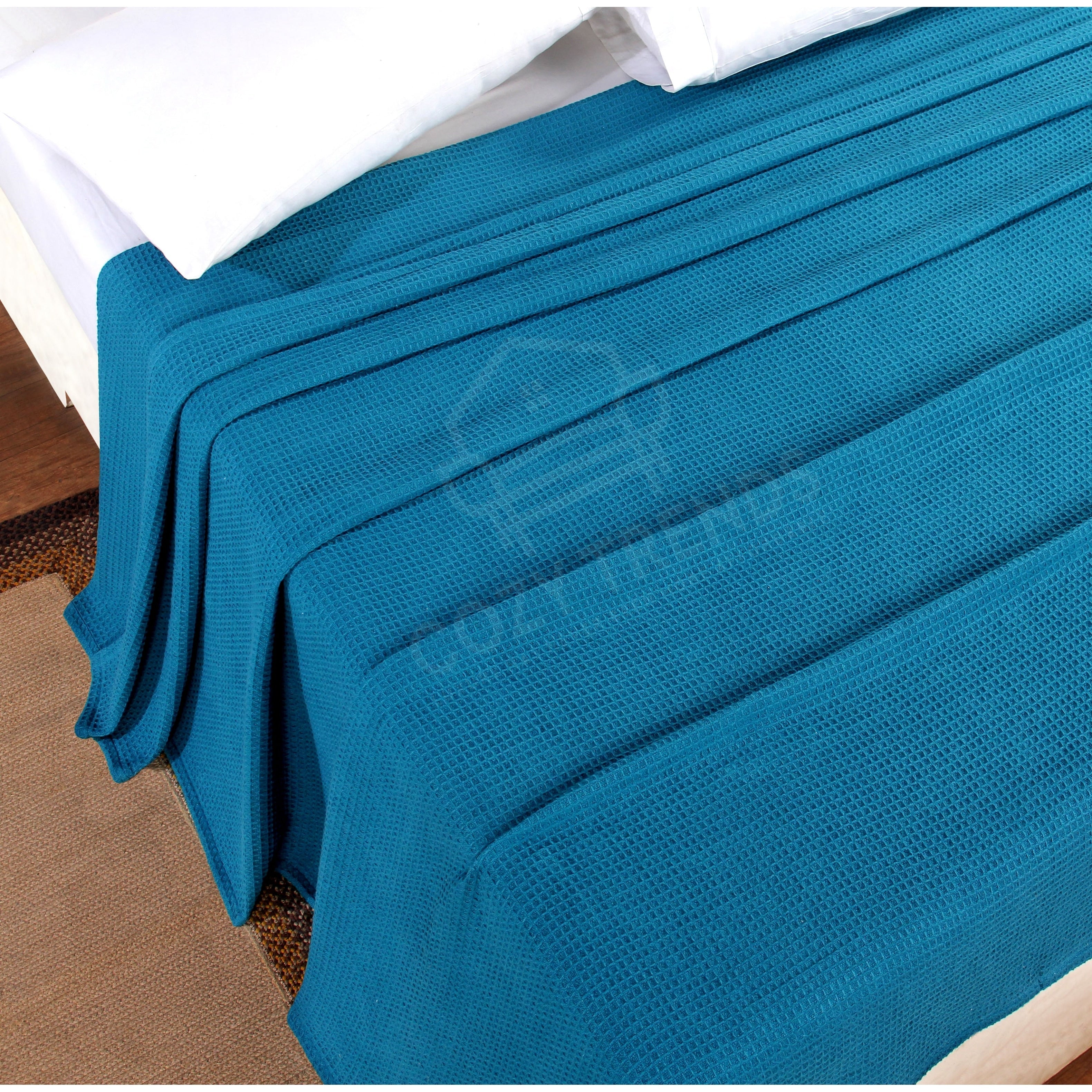Couvertures thermiques toutes saisons 100 % coton gaufré de poids moyen