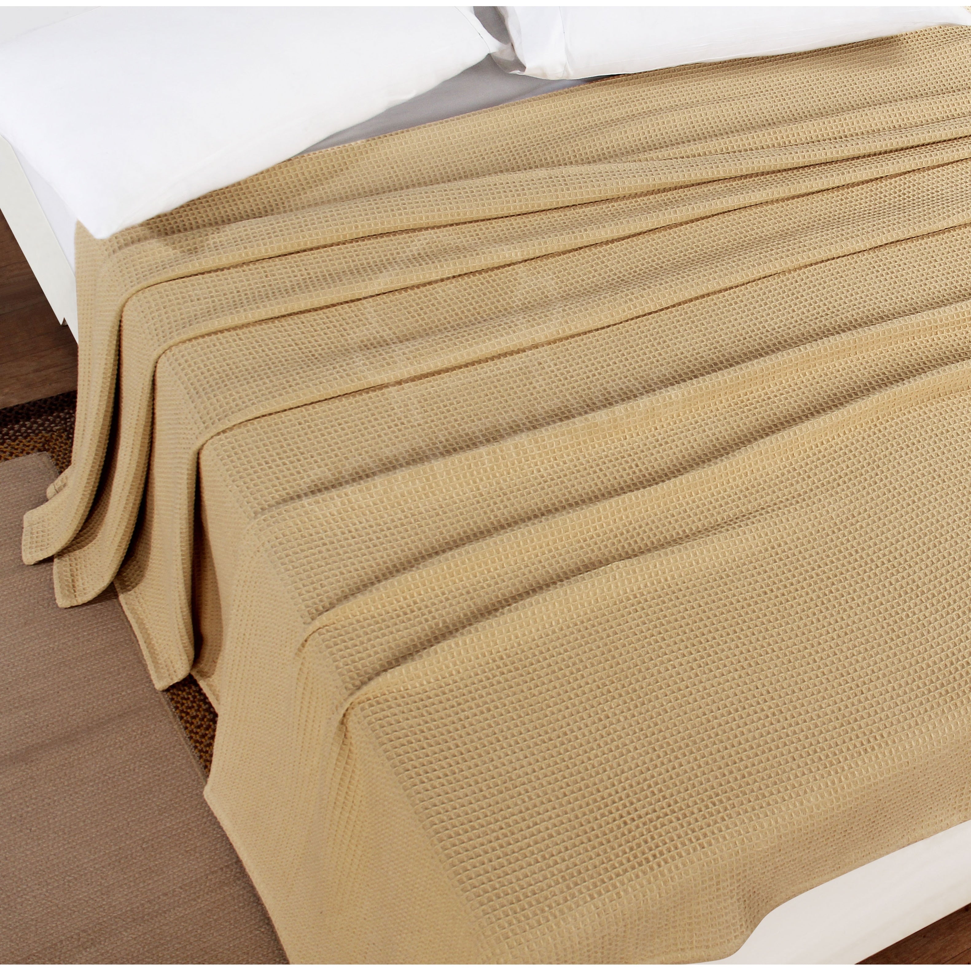 Couvertures thermiques toutes saisons 100 % coton gaufré de poids moyen