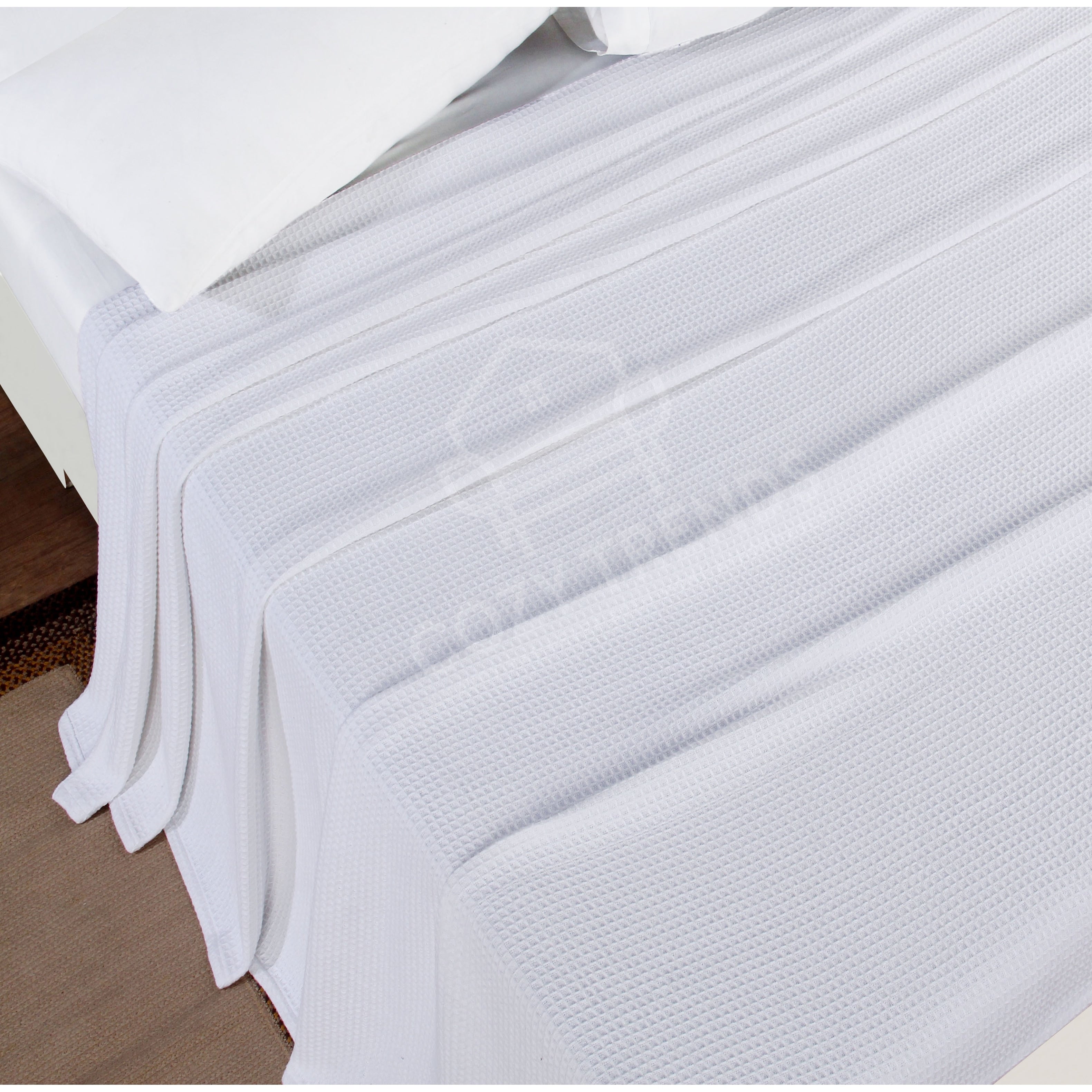 Couvertures thermiques toutes saisons 100 % coton gaufré de poids moyen
