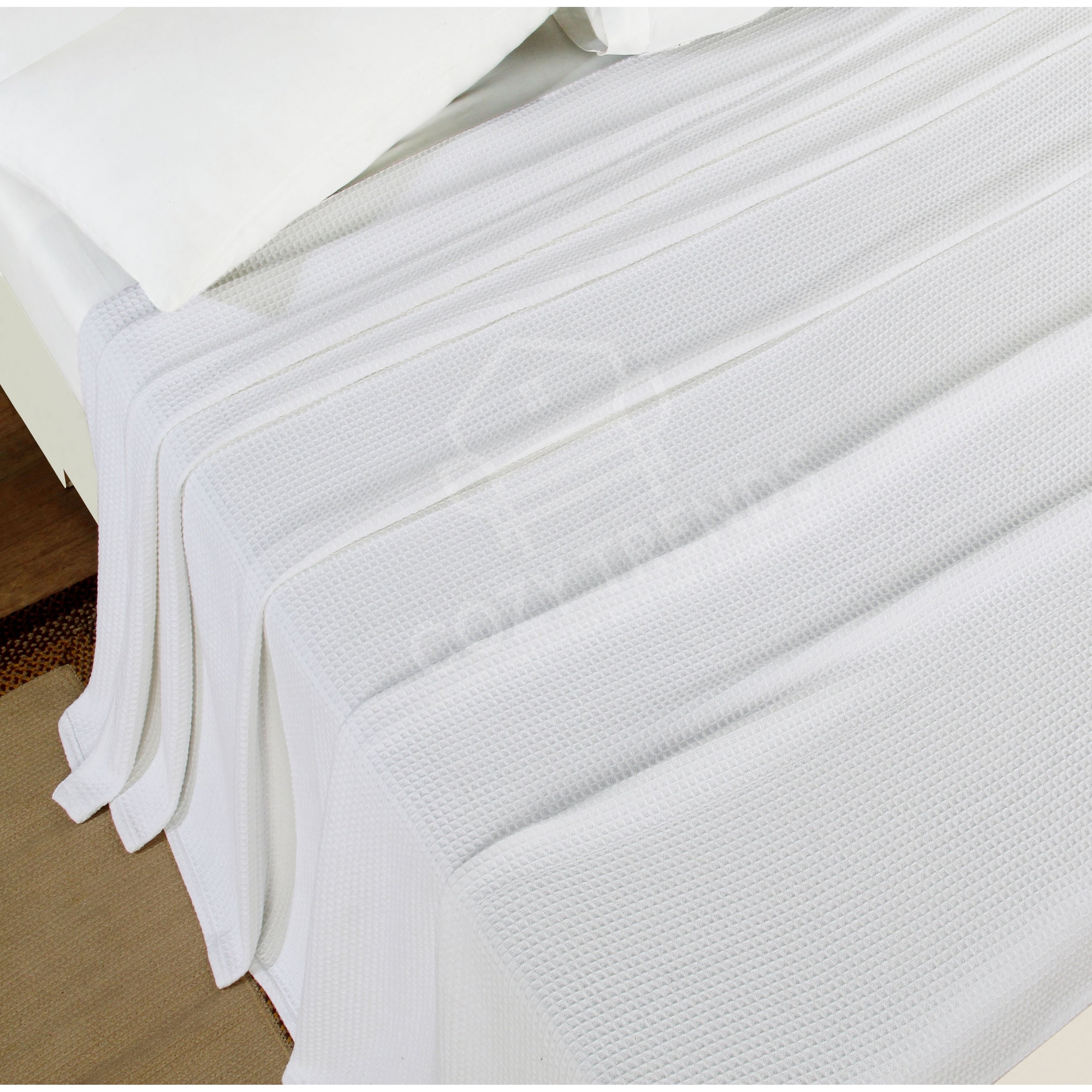Couvertures thermiques toutes saisons 100 % coton gaufré de poids moyen