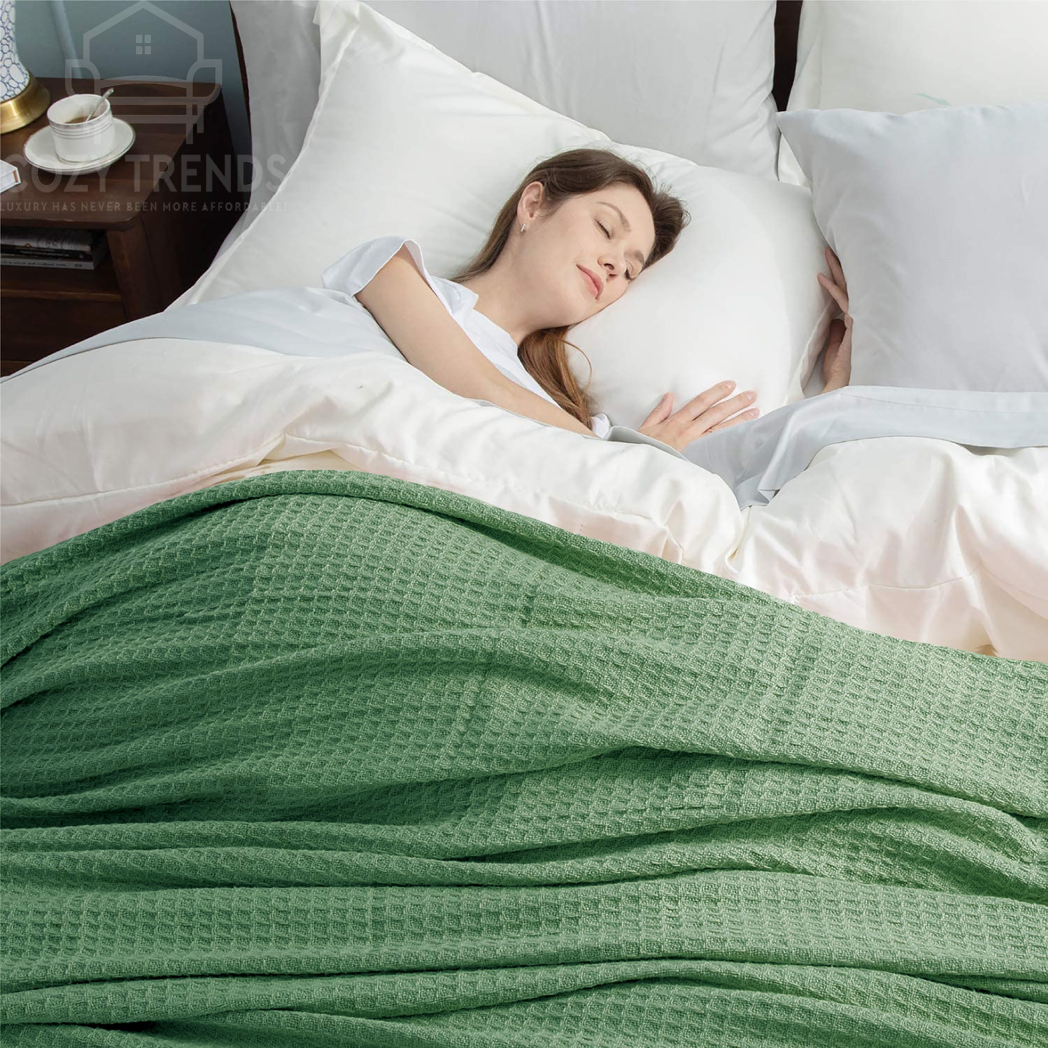 Couvertures thermiques toutes saisons 100 % coton gaufré de poids moyen
